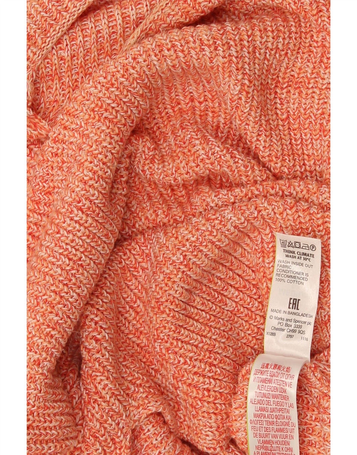 Suéter feminino Marks & Spencer com gola canoa Reino Unido 14 médio laranja manchado
