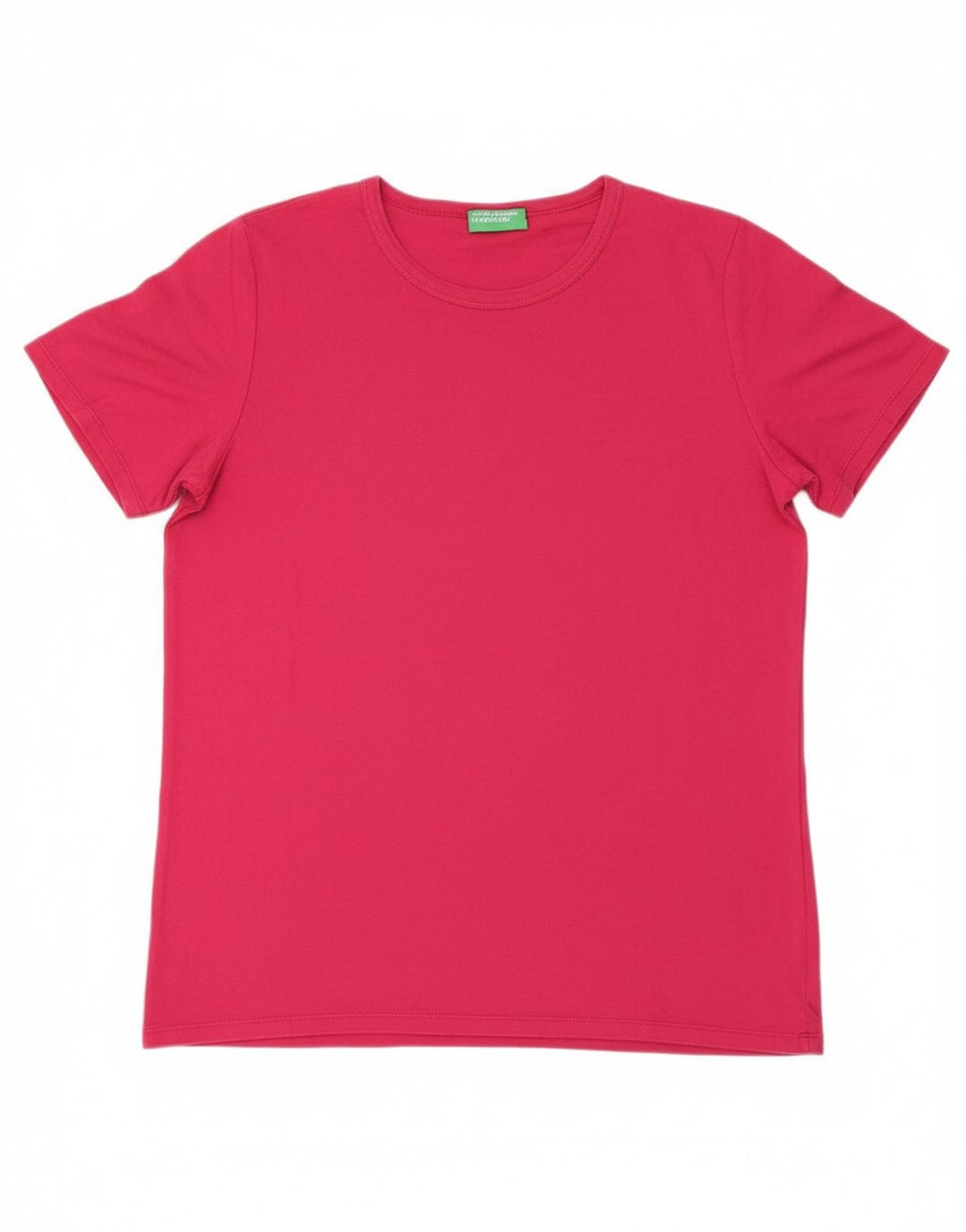 Camiseta feminina BENETTON UK 14 grande algodão rosa