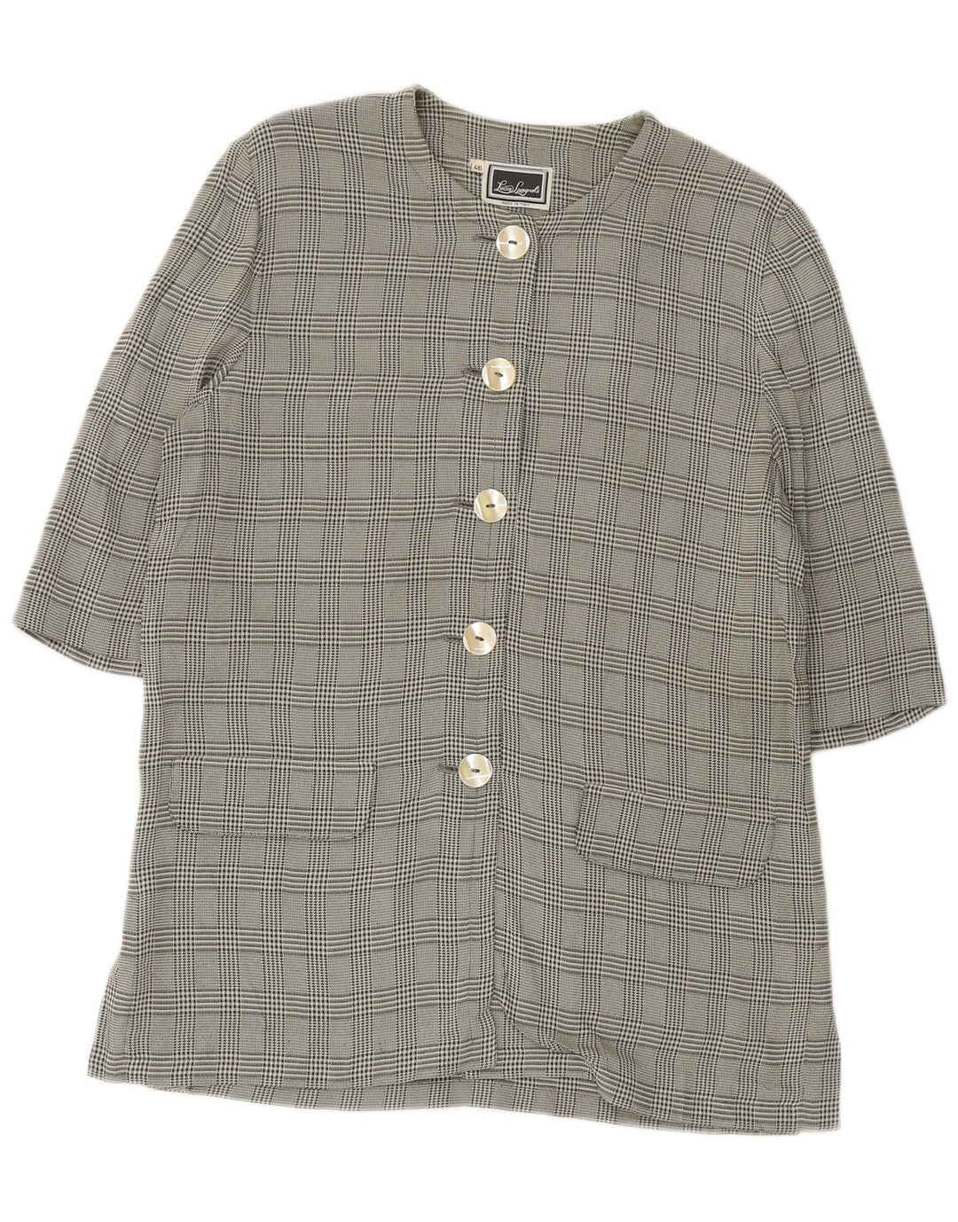 LUISA SPAGNOLI Jaqueta blazer feminina manga 3/4 IT 46 xadrez verde grande