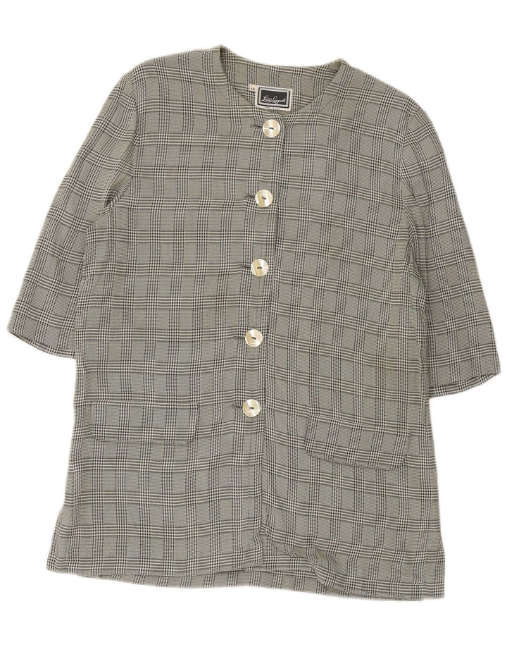 LUISA SPAGNOLI Jaqueta blazer feminina manga 3/4 IT 46 xadrez verde grande