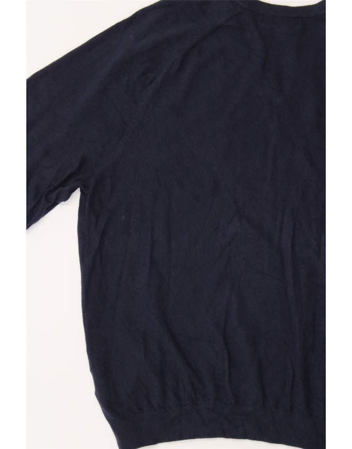 EDDIE BAUER Mens V-Neck Jumper Sweater Large Navy Blue Cotton Vintage Eddie Bauer and Second-Hand Eddie Bauer from Messina Hembry 