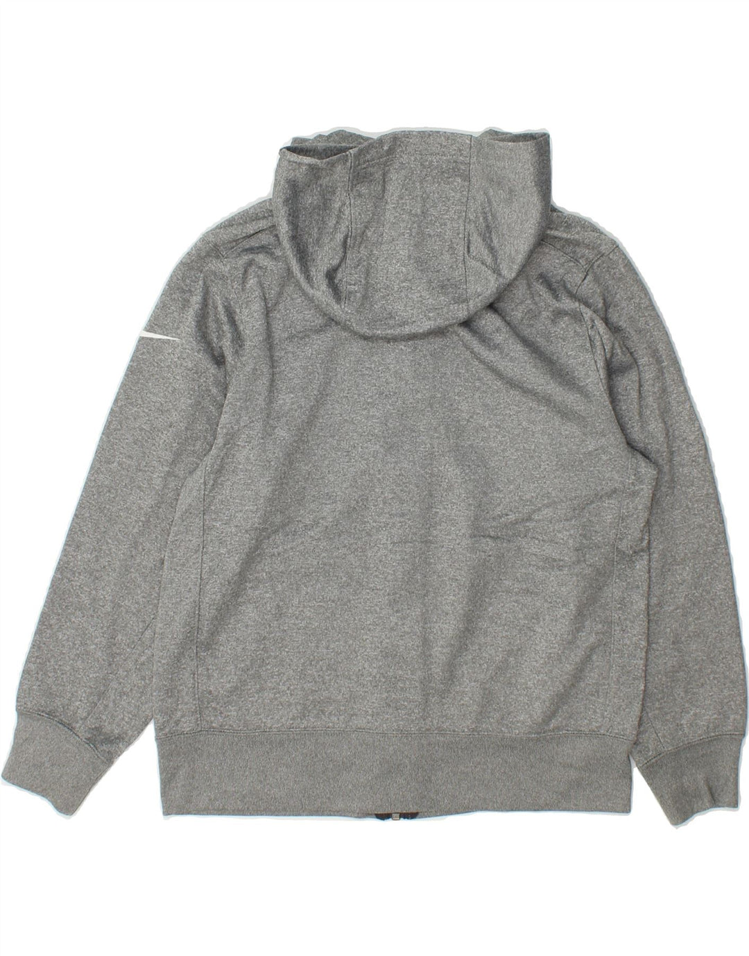 NIKE Boys Dri Fit Graphic Zip Hoodie Sweater 10-11 Years Medium Grey Vintage Nike and Second-Hand Nike from Messina Hembry 
