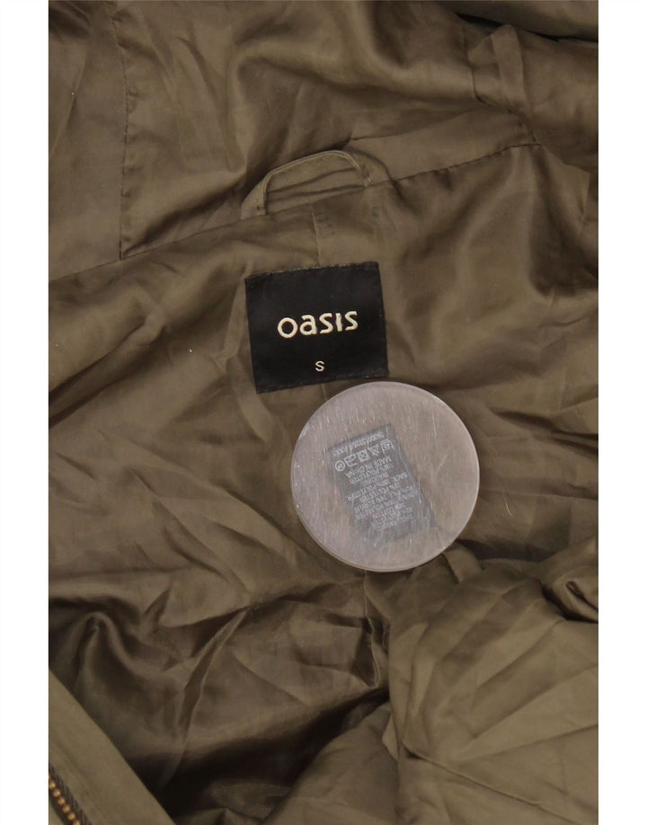 Jaqueta Parka feminina com capuz Oasis UK 10 poliéster cáqui pequeno