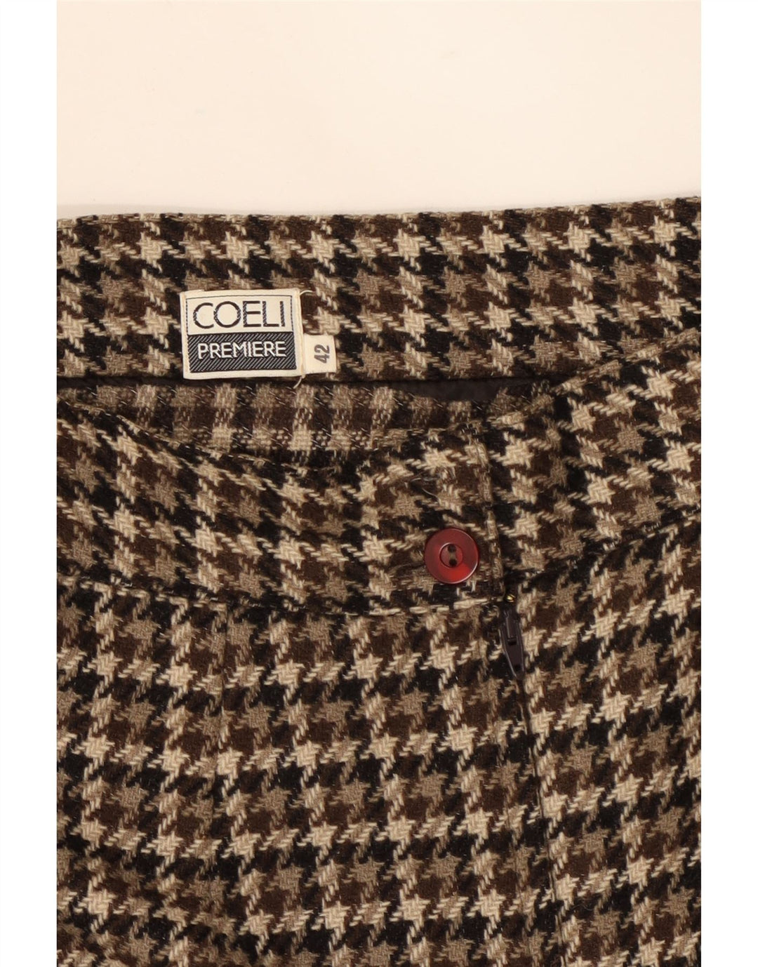 VINTAGE Womens Pencil Skirt IT 42 Medium W25 Brown Houndstooth Wool Vintage Vintage and Second-Hand Vintage from Messina Hembry 