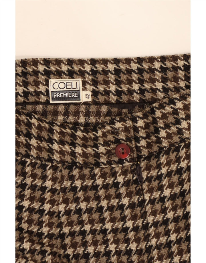VINTAGE Womens Pencil Skirt IT 42 Medium W25 Brown Houndstooth Wool Vintage Vintage and Second-Hand Vintage from Messina Hembry 