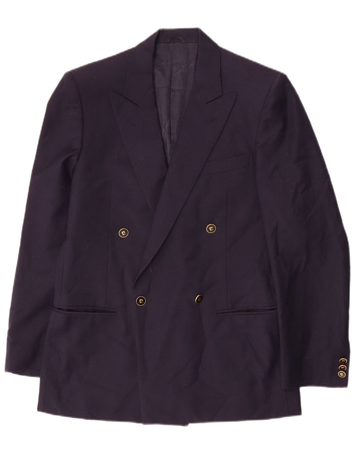 Jaqueta blazer masculina Pierre Cardin com peito duplo IT 46 pequena lã azul marinho