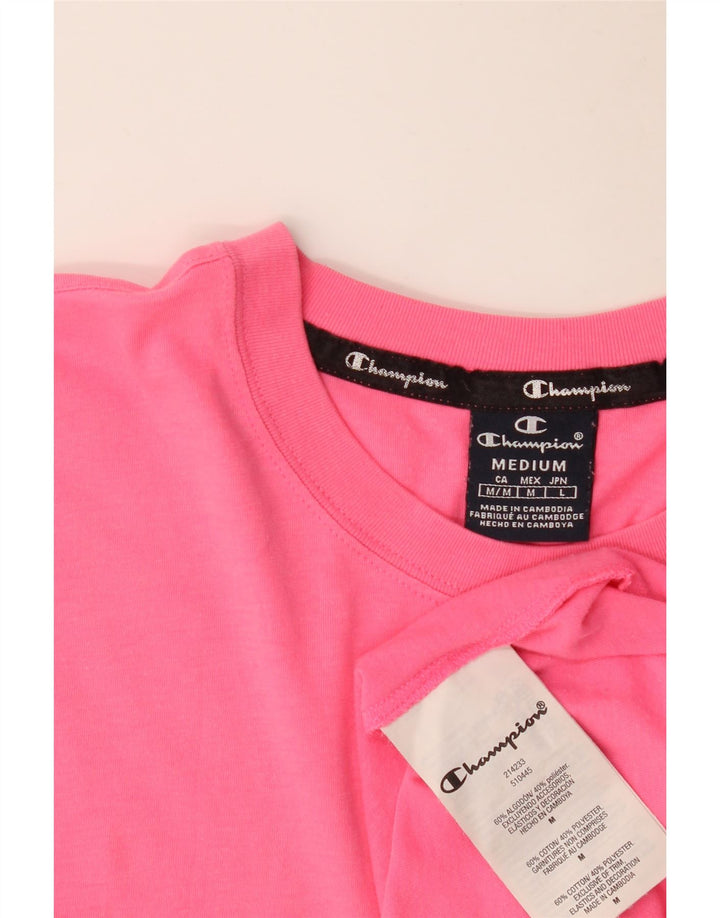 Camiseta masculina gráfica CHAMPION Top médio algodão rosa