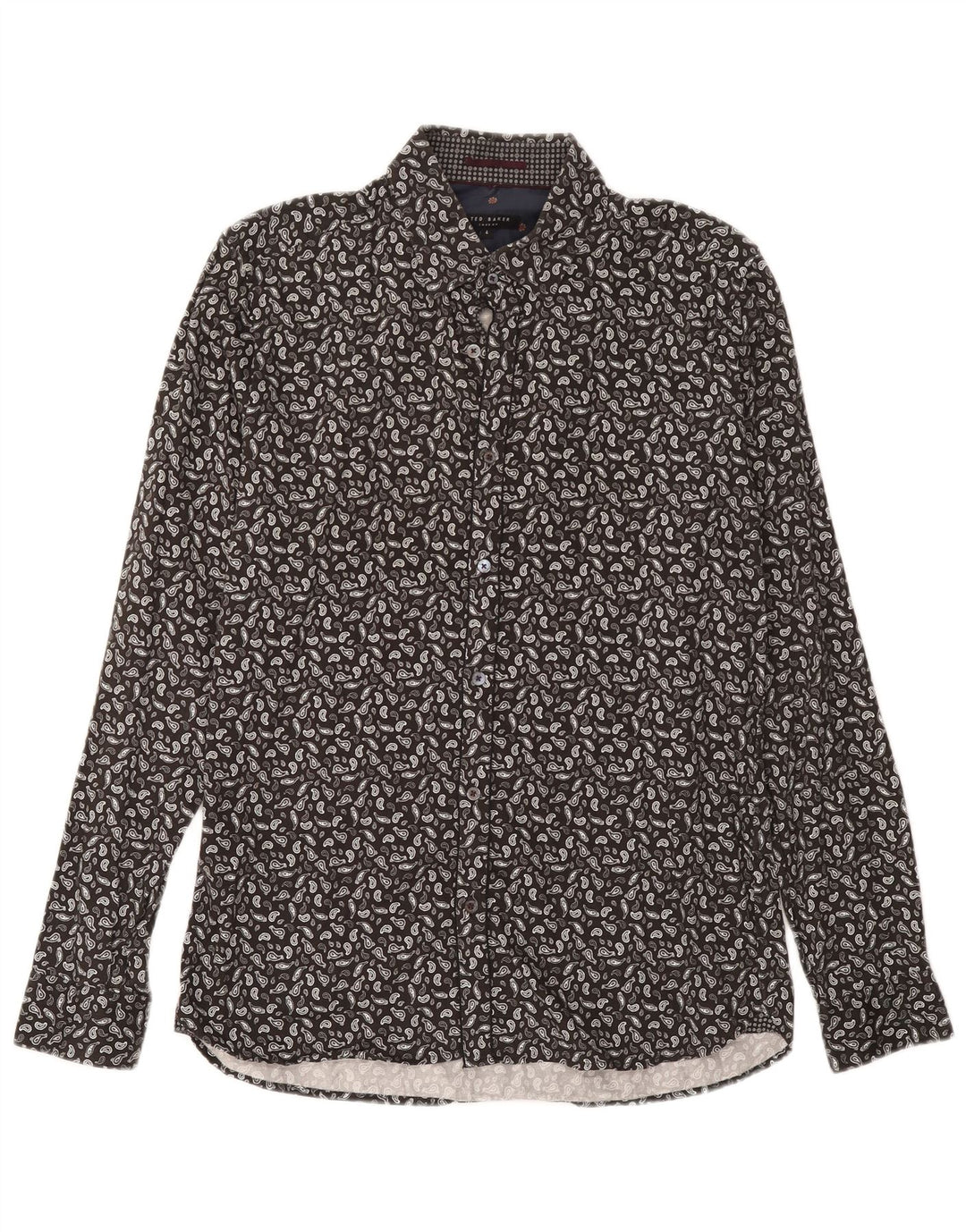 Camisa masculina Ted Baker tamanho 4 grande algodão paisley cinza