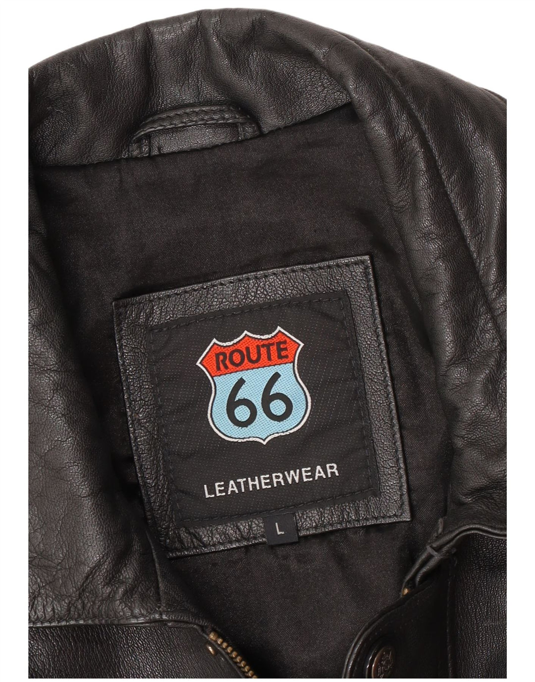 Jaqueta de couro masculina Route 66 UK 40 grande couro preto