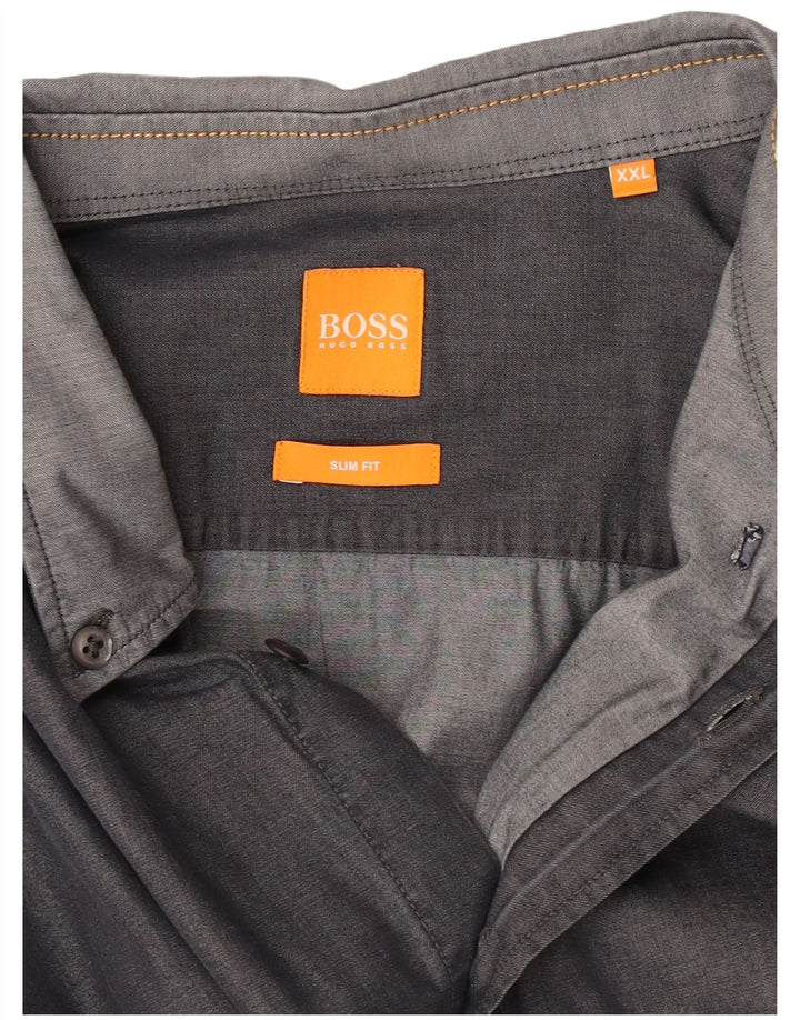 Camisa Slim Fit Masculina Hugo Boss 2XL Cinza
