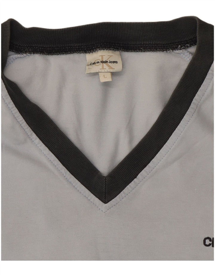 Camiseta masculina CALVIN KLEIN JEANS com estampa gráfica grande azul