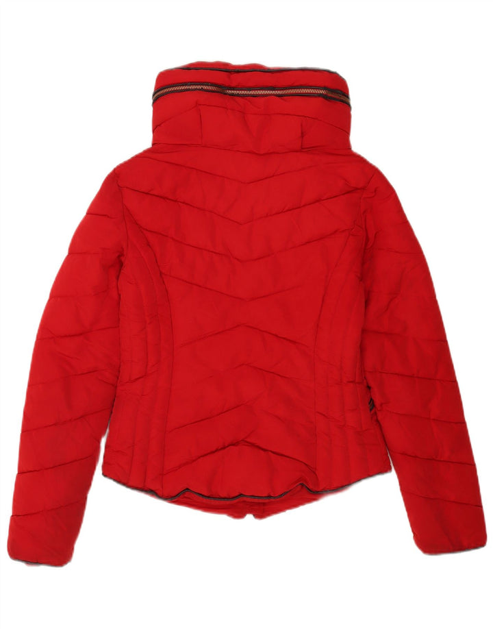 Jaqueta acolchoada com capuz feminina Zara UK 6 XS poliéster vermelho