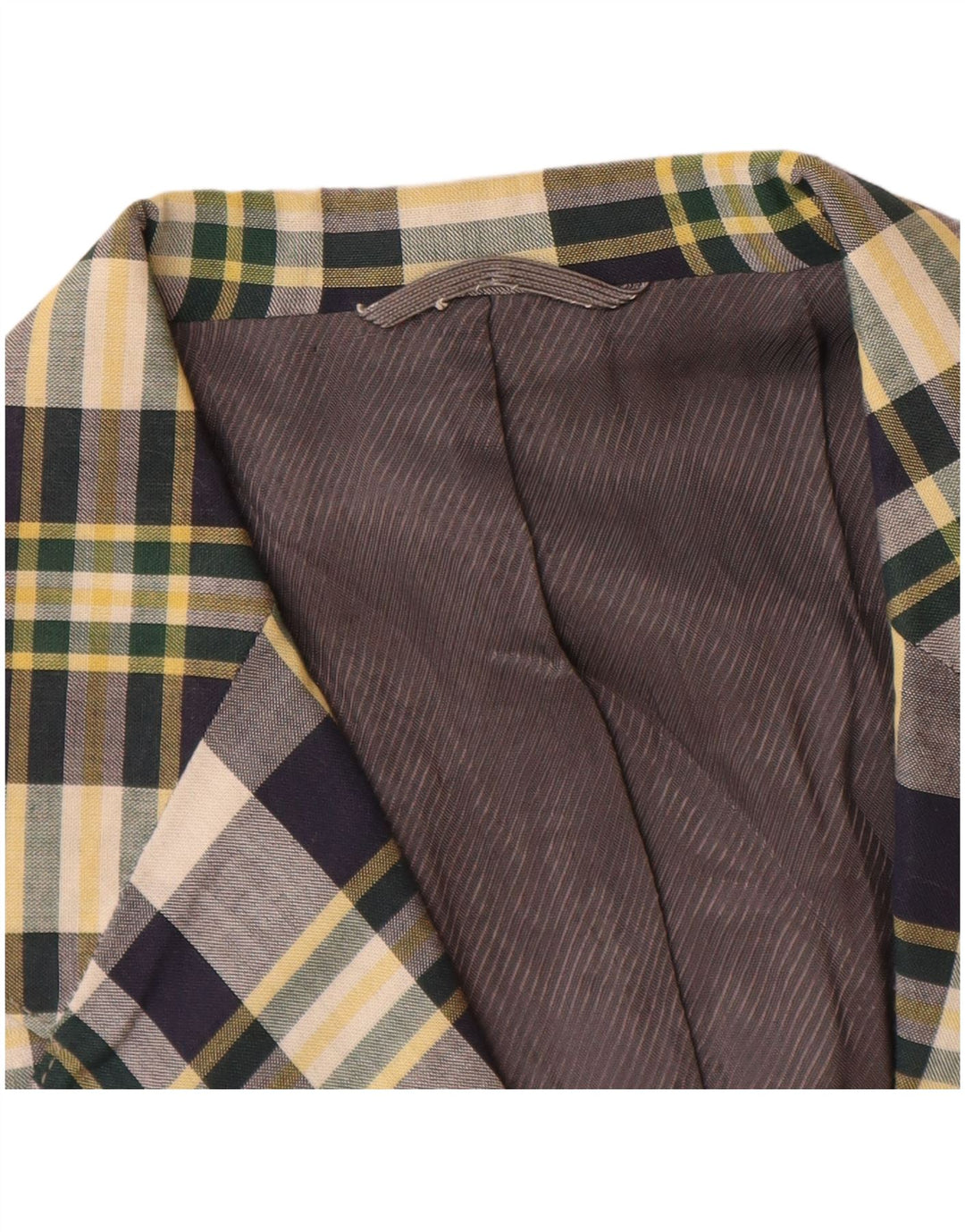 Jaqueta blazer masculina vintage com 2 botões pequena xadrez azul marinho