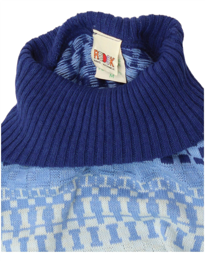 Redok Regata Feminina Crop Roll Neck Colete Reino Unido 12 Médio Azul Geométrico