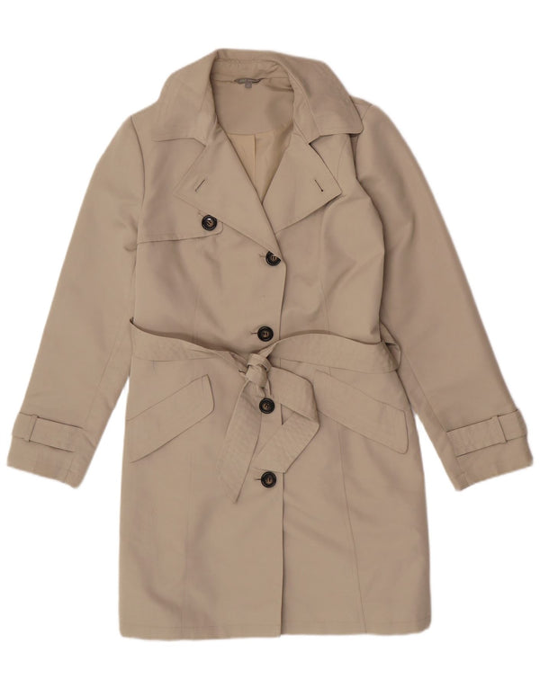 Casaco impermeável feminino Marks & Spencer UK 12 médio bege poliéster clássico
