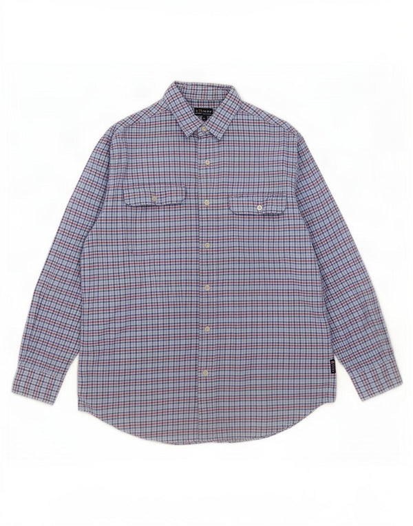 Camisa masculina Chaps de algodão xadrez azul médio