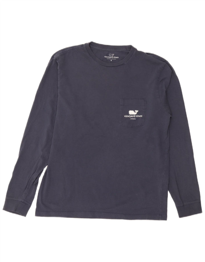 Top gráfico masculino Vineyard Vines manga comprida pequeno azul marinho algodão