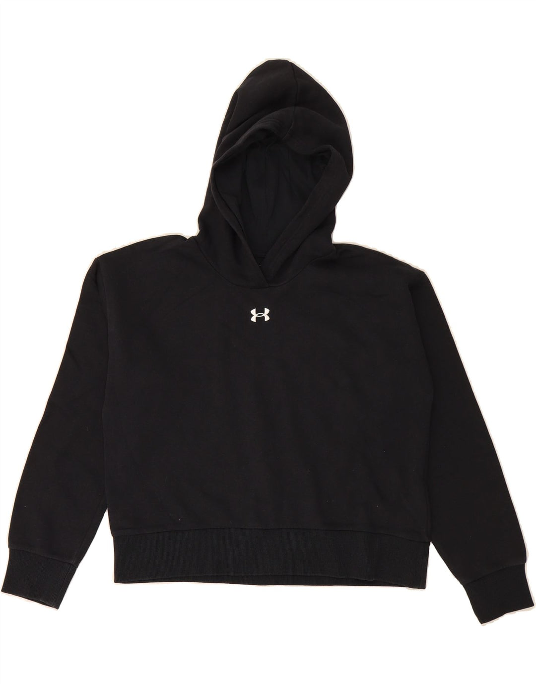 UNDER ARMOUR Girls Hoodie Jumper 11-12 Years Large Black Cotton Vintage Under Armour and Second-Hand Under Armour from Messina Hembry 