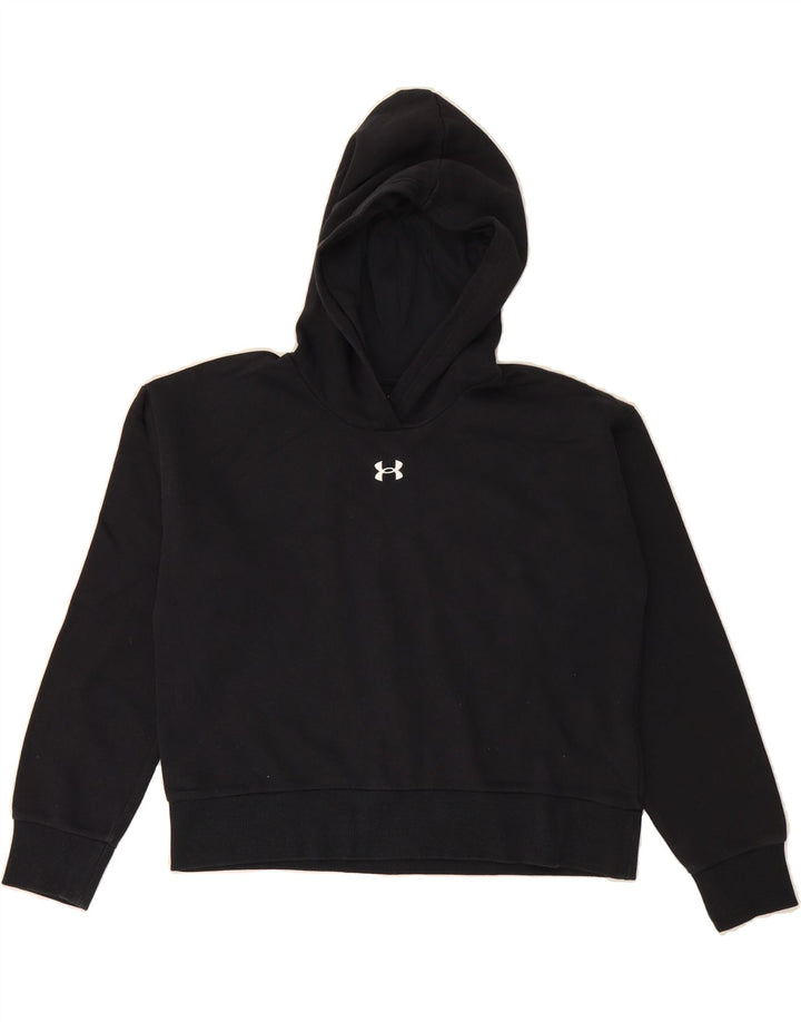 UNDER ARMOUR Girls Hoodie Jumper 11-12 Years Large Black Cotton Vintage Under Armour and Second-Hand Under Armour from Messina Hembry 