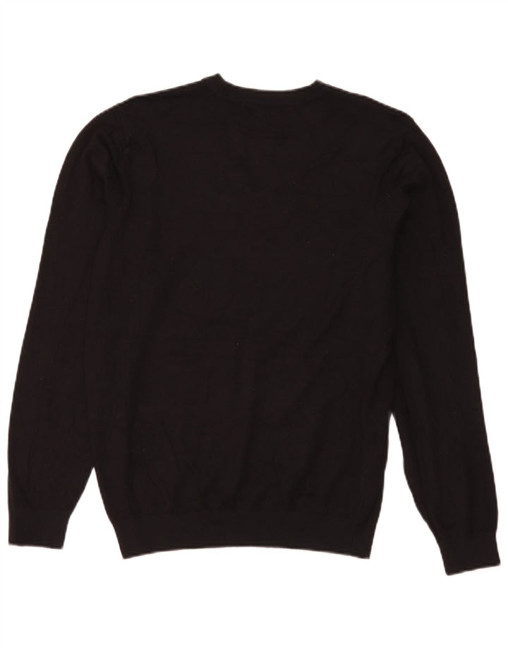 Suéter feminino Zara com gola redonda e viscose preta média UK 14