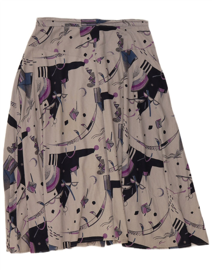 Saia feminina VINTAGE cintura alta evasê W32 grande cinza geométrica