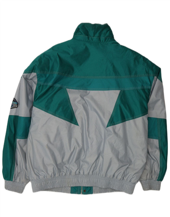 Jaqueta de esqui gráfica masculina vintage EU 48 poliamida colorblock verde médio