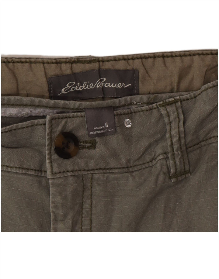 Shorts cargo feminino Eddie Bauer US 6 médio W30 algodão cáqui