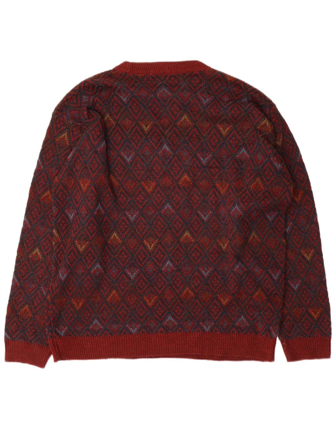 Suéter masculino Marks & Spencer com gola redonda, acrílico geométrico vermelho grande