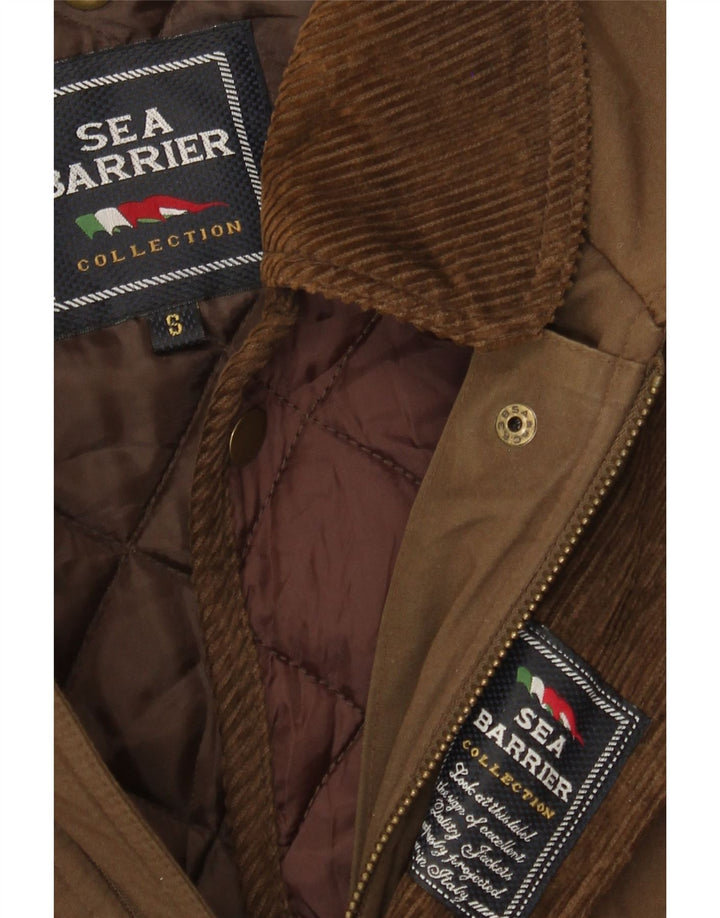 Jaqueta corta-vento masculina Sea Barrier Loose Fit UK 36 pequena marrom