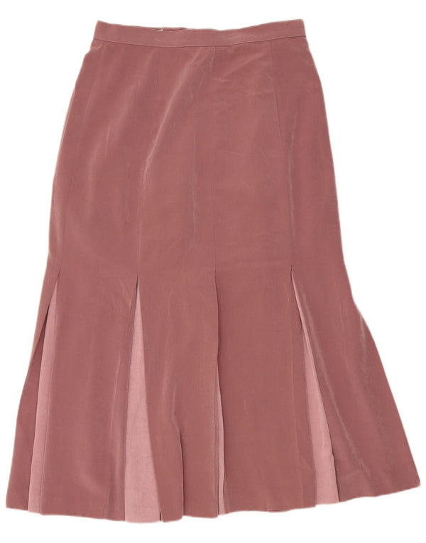 Saia feminina plissada em linha A Jaques Vert UK 14 médio W28 rosa colorblock