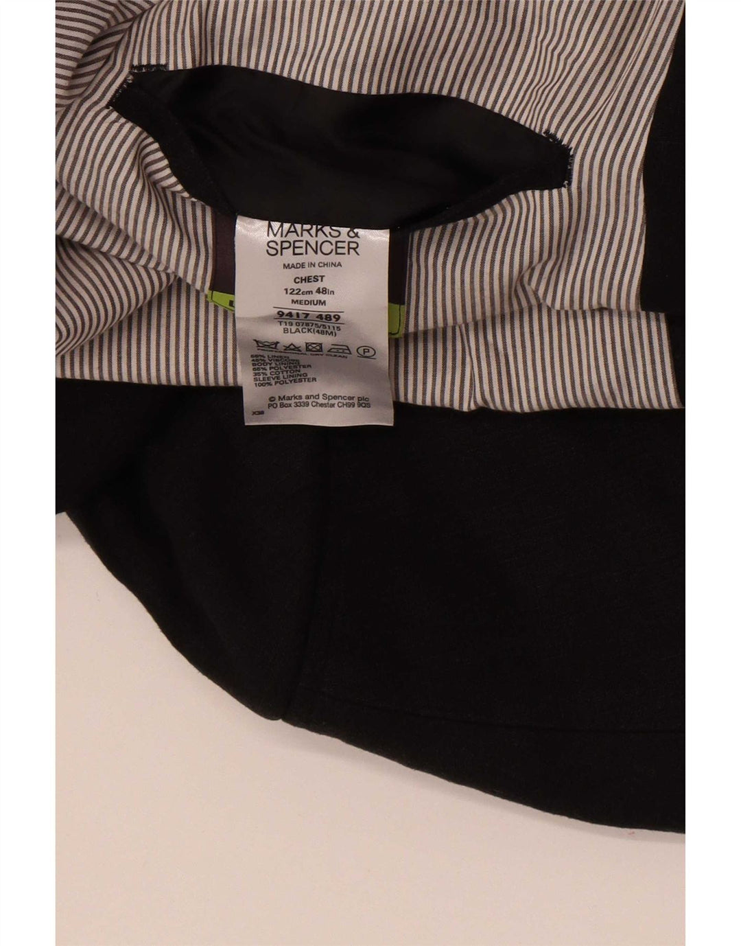 Jaqueta blazer masculina de 2 botões Marks & Spencer Reino Unido 48 2XL linho preto