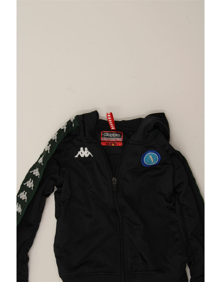 KAPPA Boys Graphic Zip Hoodie Sweater 4-5 Years Black Colourblock Vintage Kappa and Second-Hand Kappa from Messina Hembry 