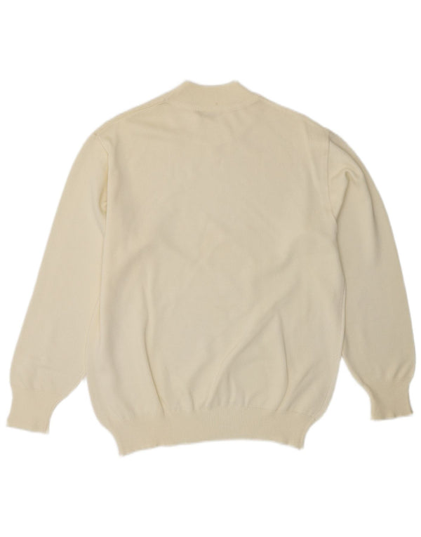 Suéter feminino VINTAGE com gola tartaruga UK 14 médio off white