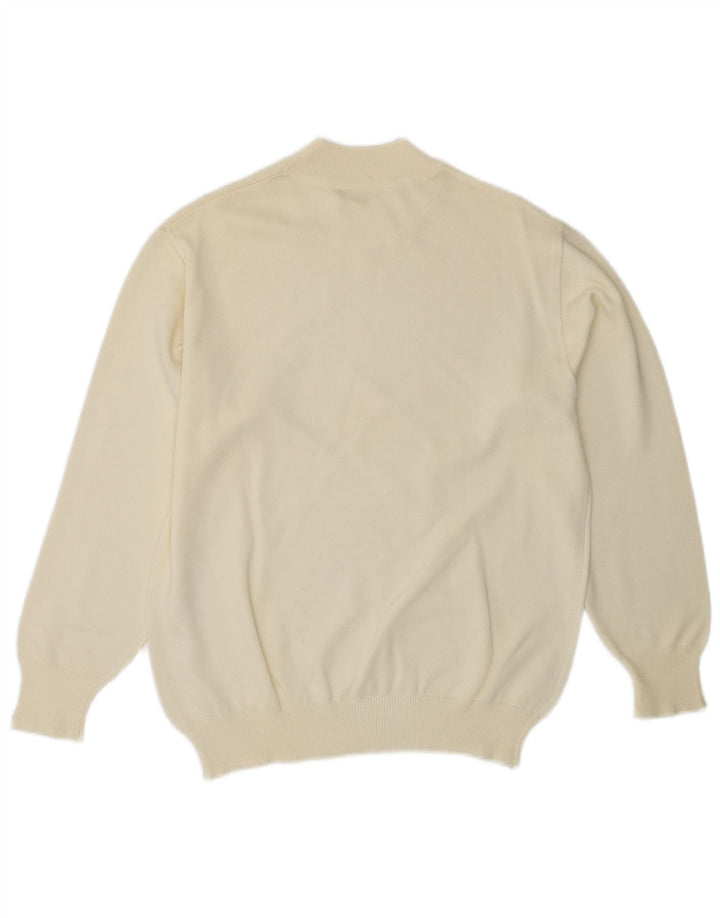Suéter feminino VINTAGE com gola tartaruga UK 14 médio off white
