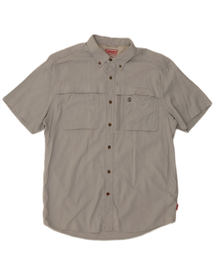 Camisa masculina vintage de manga curta grande algodão cinza