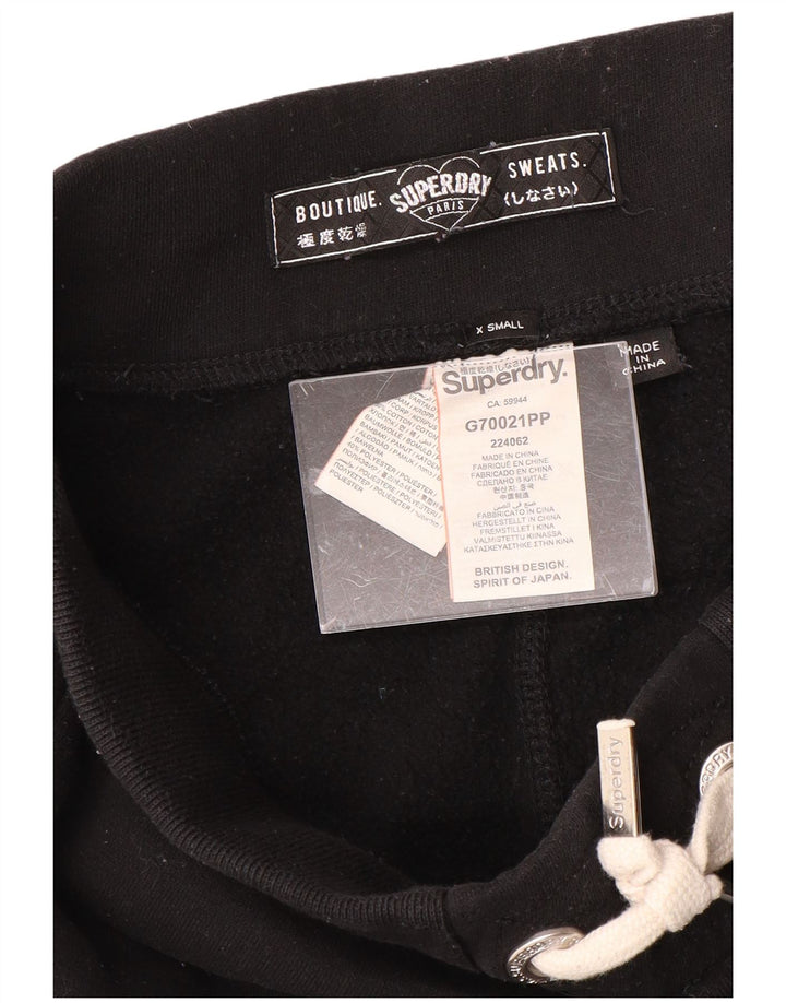 Calça esportiva feminina SUPERDRY com estampa gráfica e joggers UK 6 XS algodão preto