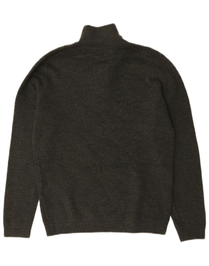 Suéter masculino Superdry com zíper e gola média, lã Merino cáqui média