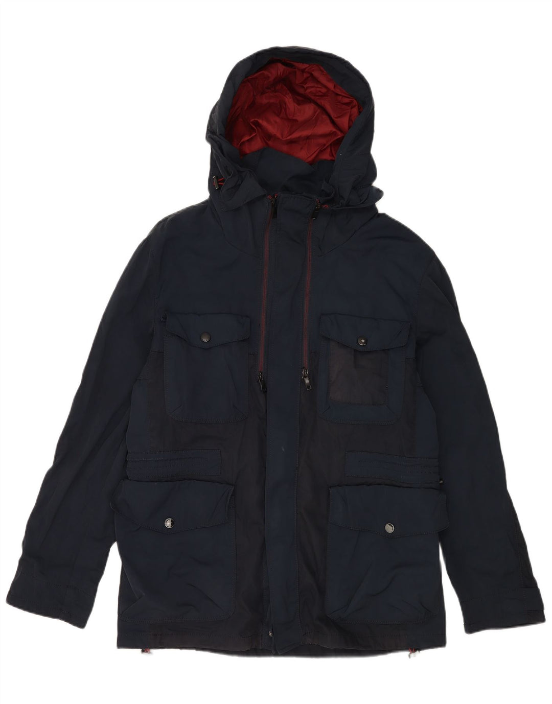Jaqueta utilitária masculina Zara com capuz UK 40 grande azul marinho