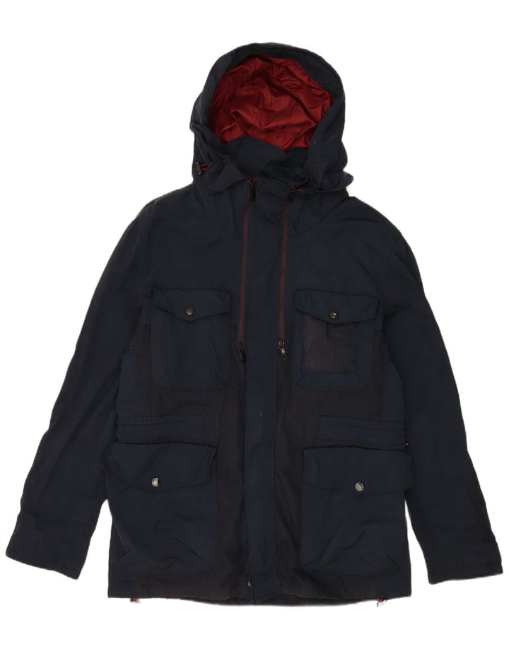 Jaqueta utilitária masculina Zara com capuz UK 40 grande azul marinho