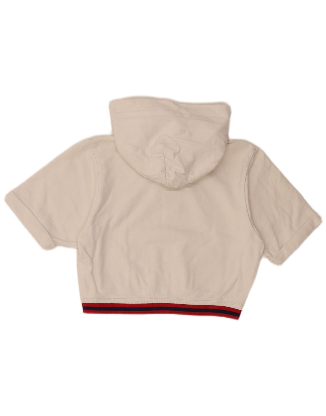 CHAMPION Suéter feminino com capuz e manga curta com estampa gráfica UK 10 pequeno branco