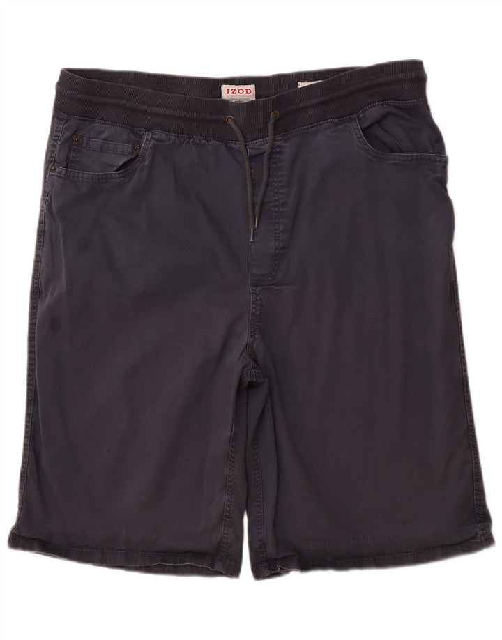 IZOD Mens Regular Fit Shorts W42 2XL Algodão Azul Marinho