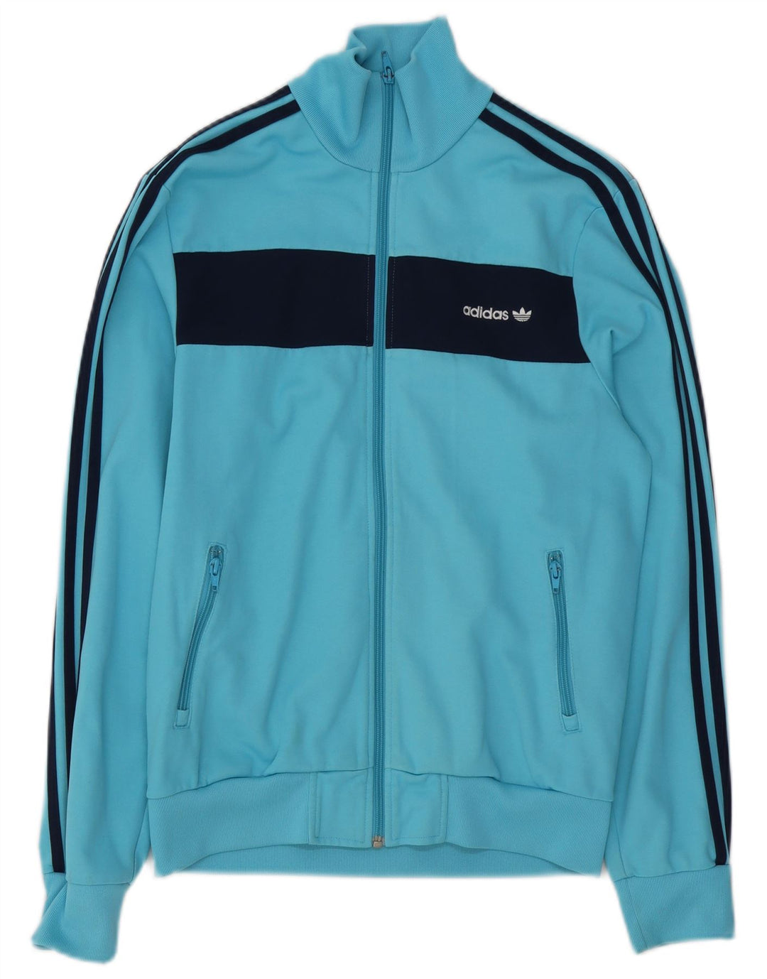 Adidas Mens Tracksuit Top Jacket Médio Azul Colourblock Algodão