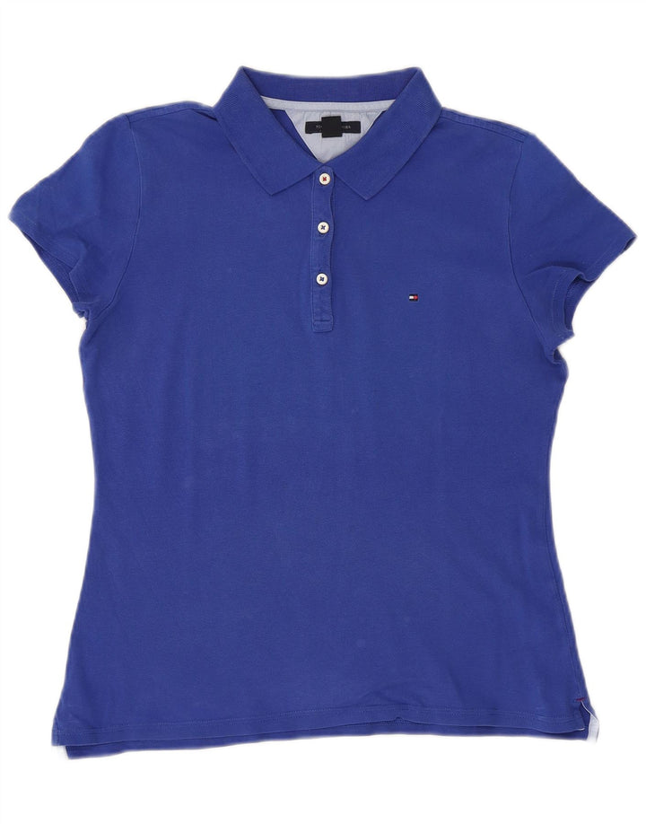 Camisa polo feminina TOMMY HILFIGER Reino Unido 12 algodão azul médio