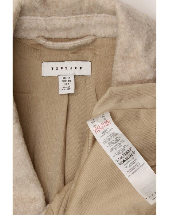 Jaqueta blazer feminina Topshop com 3 botões Reino Unido 12 poliéster bege médio
