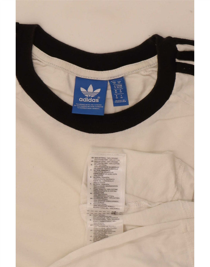 Adidas Mens Camiseta Top Médio Algodão Branco
