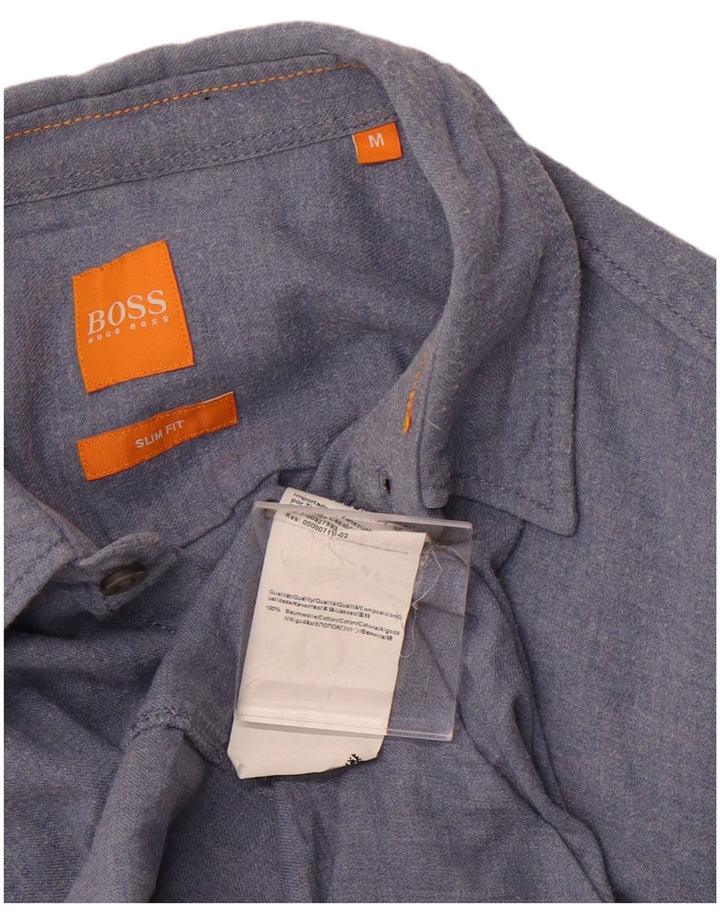 Camisa masculina slim fit HUGO BOSS algodão azul médio