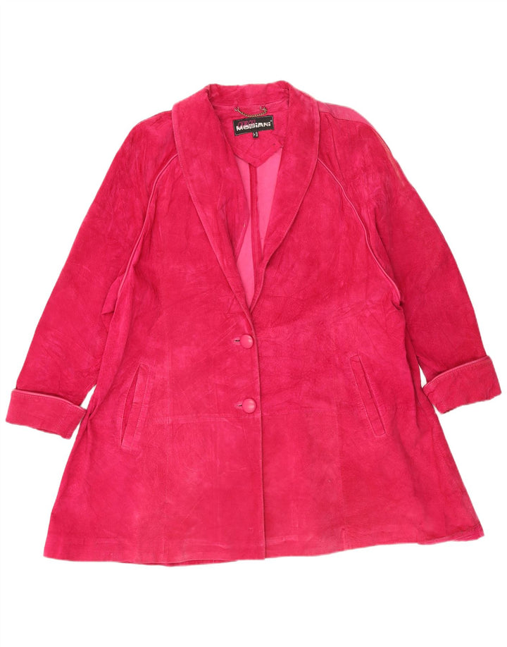 Sobretudo feminino de camurça Giorgio Mobiani UK 18 XL rosa