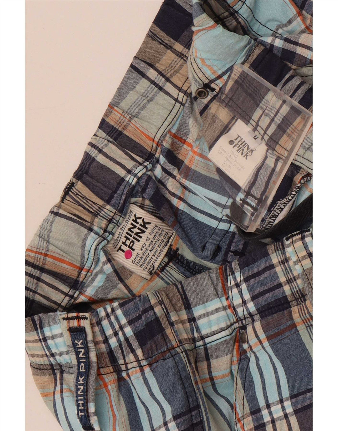 Calça Chino Masculina Think Pink Solta Fit Médio W30 L29 Xadrez Multicolorido
