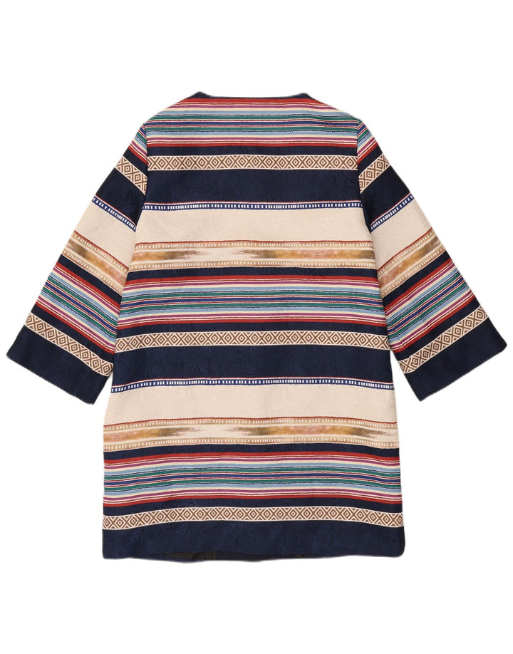 Sobretudo feminino Christopher Wren UK 12 médio azul marinho geométrico retrô
