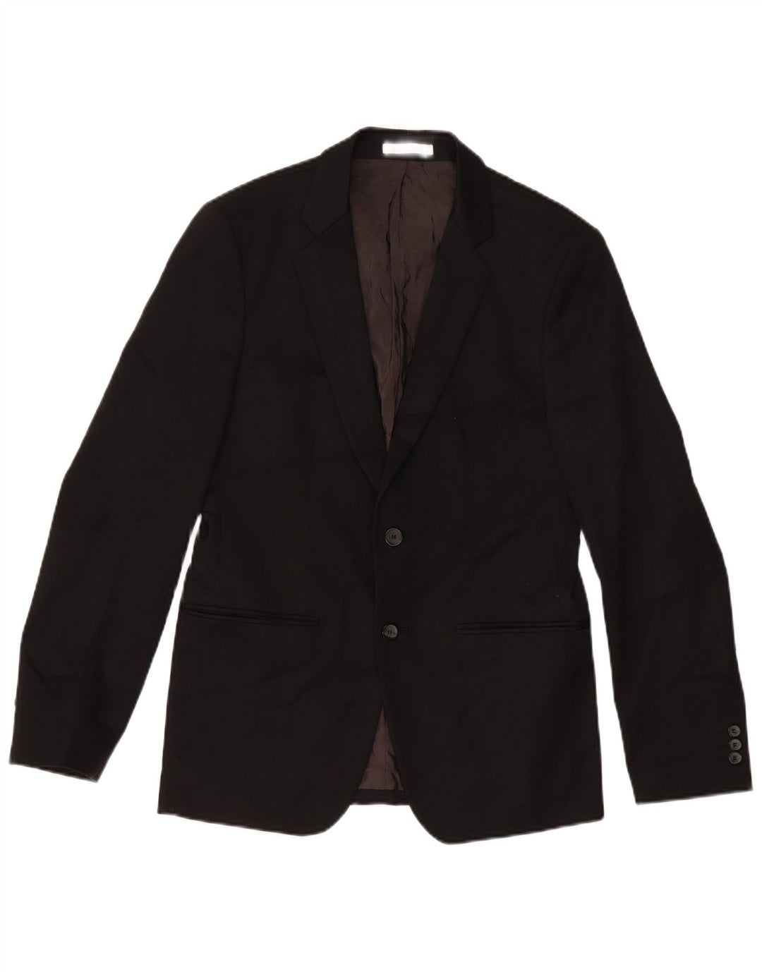 Jaqueta blazer masculina ZARA com 2 botões EU 48 poliéster preto médio